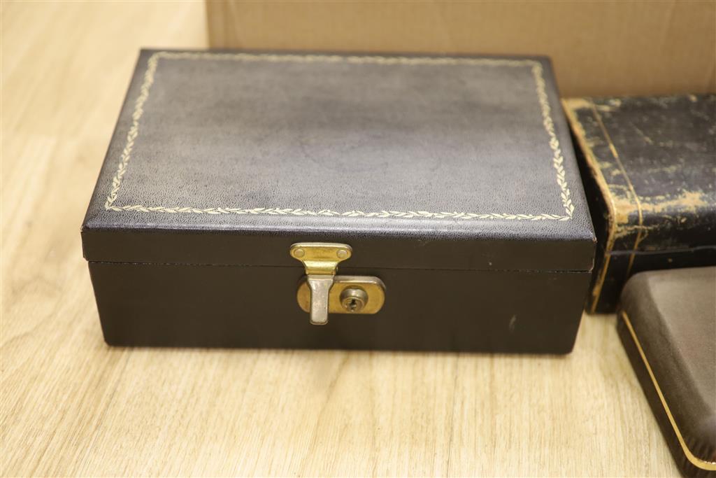 A collection of leather and other jewellery boxes